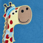 Boys Embroidered 100% Organic Cotton Collar T-shirt with Giraffe applique- Teal - Image 2