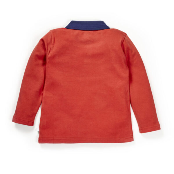 Boys Embroidered 100% Organic Cotton T-shirt with Giraffe applique-Red - Image 3