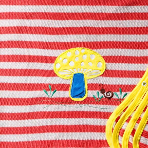 Unisex Stripes Embroidered 100%Organic Cotton Baby Blanket - White and Red - Image 2