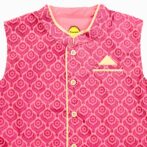 Boys Printed 100% Organic Cotton Ethnic designed Front Opening Cotton Jacket-Pink - Image 3