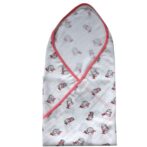 Unisex 100% Organic Cotton mermaid printed Muslin blanket - White and Pink