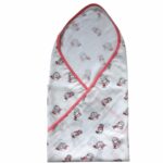 Unisex 100% Organic Cotton mermaid printed Muslin blanket - White and Pink