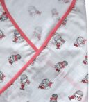 Unisex 100% Organic Cotton mermaid printed Muslin blanket - White and Pink - Image 2