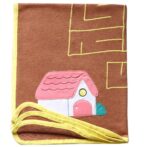 Unisex  Embroidered 100% Organic Cotton warm Baby Blanket with Puzzle on it-Brown