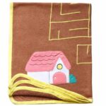 Unisex  Embroidered 100% Organic Cotton warm Baby Blanket with Puzzle on it-Brown