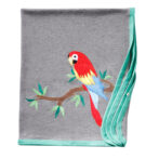Unisex Embroidered 100%Organic Cotton Macaw Graphics warm Baby Blanket-Grey