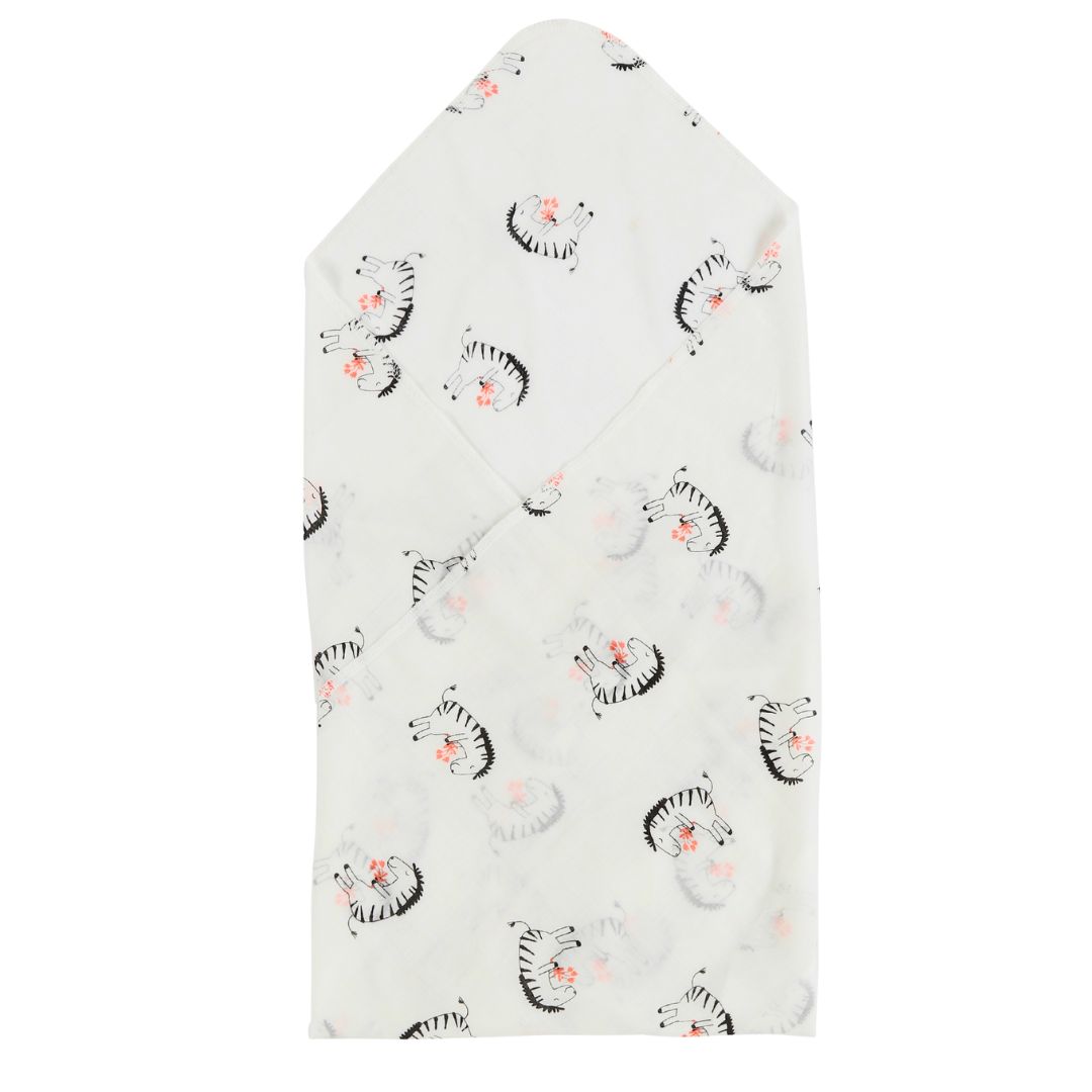 55 Unisex Printed 100%Organic Cotton Zebra Wrap - White and Black - Image 1
