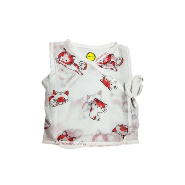 Unisex Cat Printed 100%Organic Cotton Newborn Essentials Zabla (????) Set Pack of 3-White - Image 2