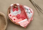 Unisex Hearts Printed 100%Organic Cotton  Newborn baby Gift Set Pack of 5-Orange
