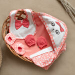 Unisex Hearts Printed 100%Organic Cotton  Newborn baby Gift Set Pack of 5-Orange