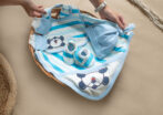 Unisex Printed 100%Organic Cotton Panda Newborn baby Gift Set Pack of 5-White and Blue