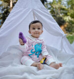 Baby Girls 100% Organic Cotton Sleepsuit - Baby Pink and White