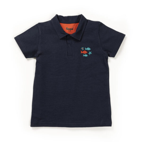 Kids Boys Embroidered 100% Organic Cotton T-Shirt - Turquoise Blue - Image 2