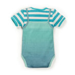 Unisex Printed 100% Organic Cotton Bodysuit- White and Blue - Image 3