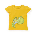 Kids Girls Graphic Printed 100%Organic Cotton Top - Mustard Yellow and Green - Image 2