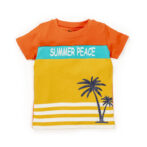 Kids Boys Printed 100%Organic Cotton T- shirt - Orange and Yellow - Image 2
