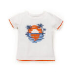 Kids Boys Printed 100%Organic Cotton T- Shirt - White and Blue - Image 2