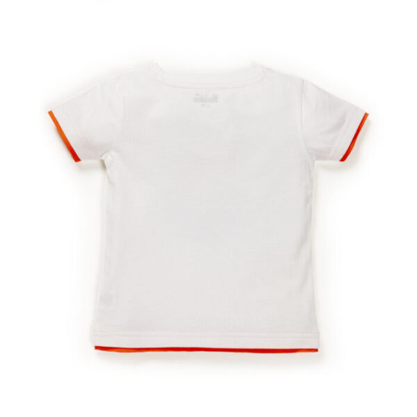 Kids Boys Printed 100%Organic Cotton T- Shirt - White and Blue - Image 3