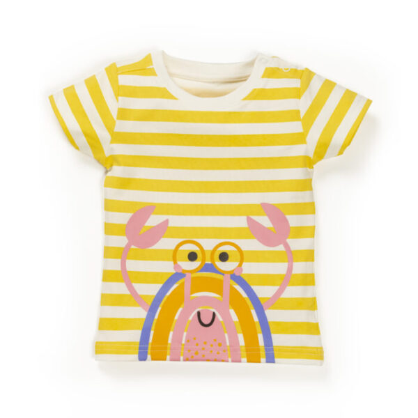 Unisex Baby Printed and Stripes 100% Organic - Yellow and White - Image 2