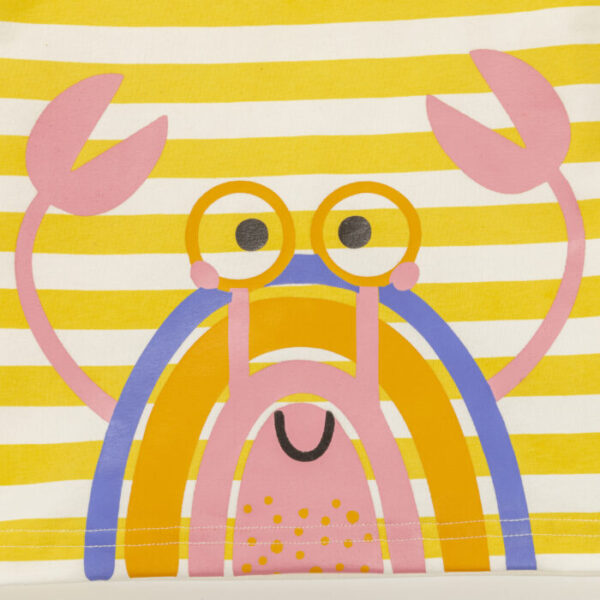 Unisex Baby Printed and Stripes 100% Organic - Yellow and White - Image 4