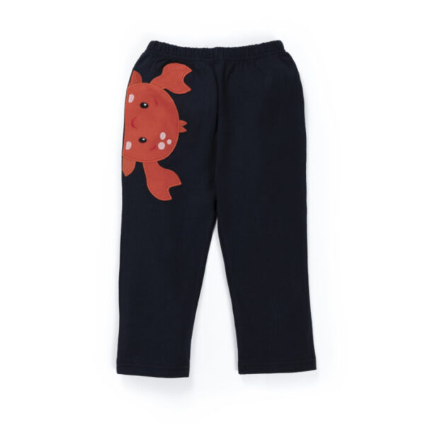Kids Girls Graphic Printed 100% Organic Cotton Leggings - Dark Blue - Image 2