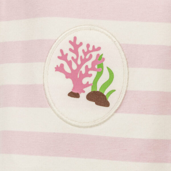 Kids Girls Stripes and Printed 100%Organic Cotton Leggings - Pink and White - Image 3