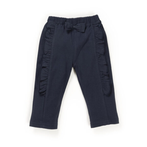 Baby Girls Embroidered 100% Organic Cotton Leggings - Bugle Blue - Image 2