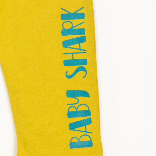 Unisex Baby Printed 100% Organic Cotton Shark Pants - Lemon Yellow - Image 5