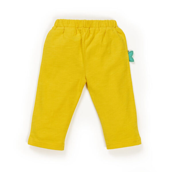 Unisex Baby Printed 100% Organic Cotton Shark Pants - Lemon Yellow - Image 3