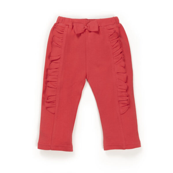 Baby Girls 100%Organic Cotton Leggings with frills - Dark Pink - Image 2