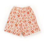 Kids Girls Printed 100%Organic Cotton Shorts - Orange and White - Image 2