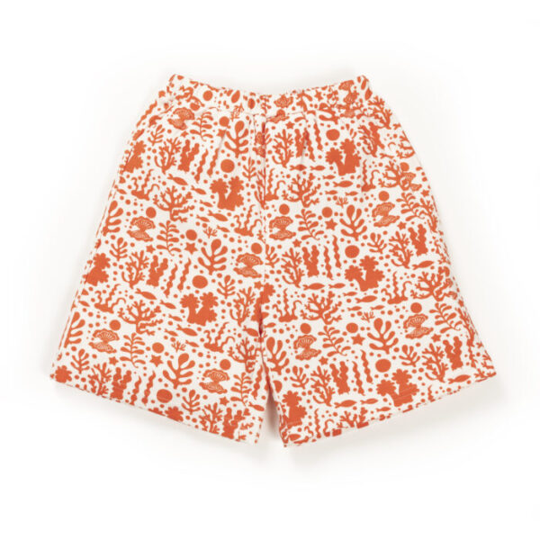 Kids Girls Printed 100%Organic Cotton Shorts - Orange and White - Image 3