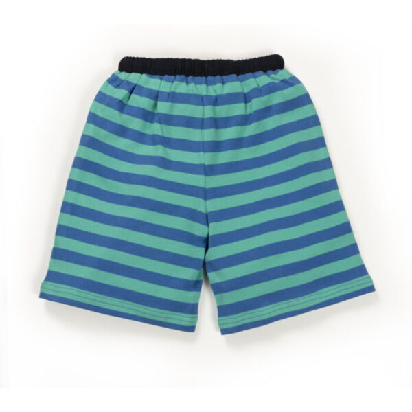 Kids Boys Stripes 100% Organic Cotton Shorts - Cerulean Blue - Image 3