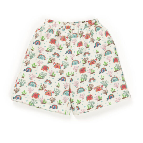 Kids Girls Printed 100% Organic Cotton Shorts - White - Image 2