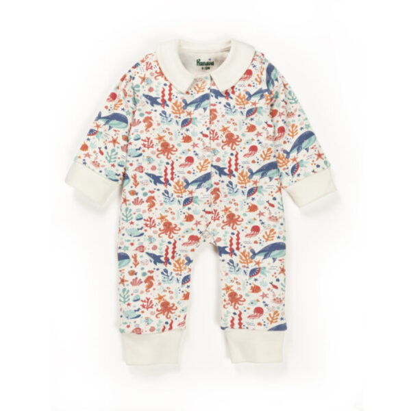 Unisex Baby Printed 100% Organic Cotton Romper - White - Image 2