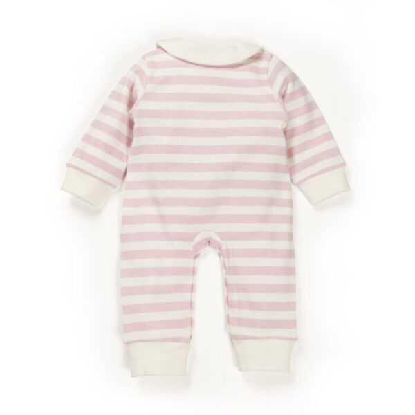 Baby Girls 100% Organic Cotton Sleepsuit - Baby Pink and White - Image 5