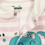 Baby Girls 100% Organic Cotton Sleepsuit - Baby Pink and White - Image 4