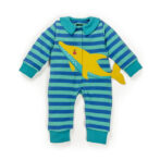 Baby Boys Printed 100% Organic Cotton Sleepsuit - Cerulean Blue and Yellow - Image 2