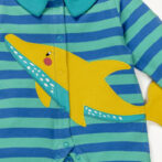 Baby Boys Printed 100% Organic Cotton Sleepsuit - Cerulean Blue and Yellow - Image 4