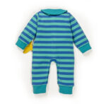 Baby Boys Printed 100% Organic Cotton Sleepsuit - Cerulean Blue and Yellow - Image 3