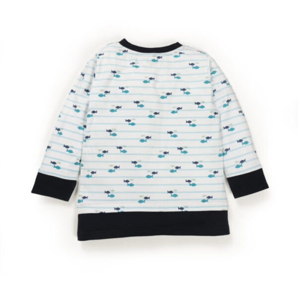 Kids Boystriped and Printed100% Organic Cotton Top and Jeans - Baby Blue and Denim - Image 4