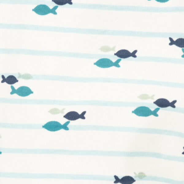 Baby Boys Embroidered and Striped 100%Organic Cotton Top and Pant Set - Tiffany Blue and White - Image 6