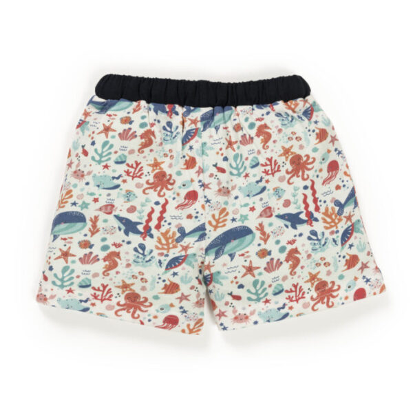Unisex Baby Printed 100%Organic Cotton Shorts - White - Image 3