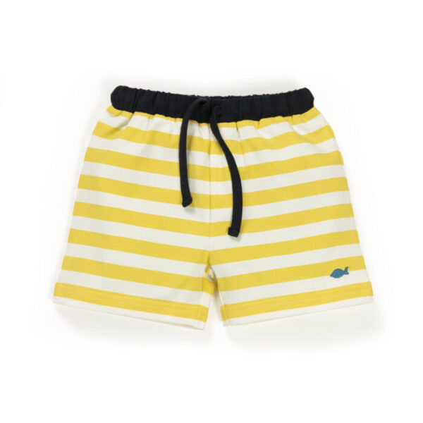 Unisex Baby Printed and Striped 100%Organic Cotton Shorts - Lemon Yellow - Image 2