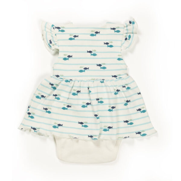 Girls 100% Organic Cotton Columbia Bodysuit - Blue and White - Image 3