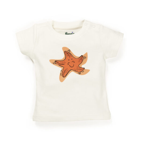 Baby Boys Graphic Printed 100% Organic Cotton Tee with Shorts- White and Orange - Image 4