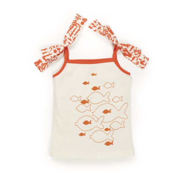 Baby Girls Embroidered Printed 100% Organic Cotton Top and Skirt Set - White and Red - Image 2
