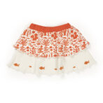 Baby Girls Embroidered Printed 100% Organic Cotton Top and Skirt Set - White and Red - Image 4