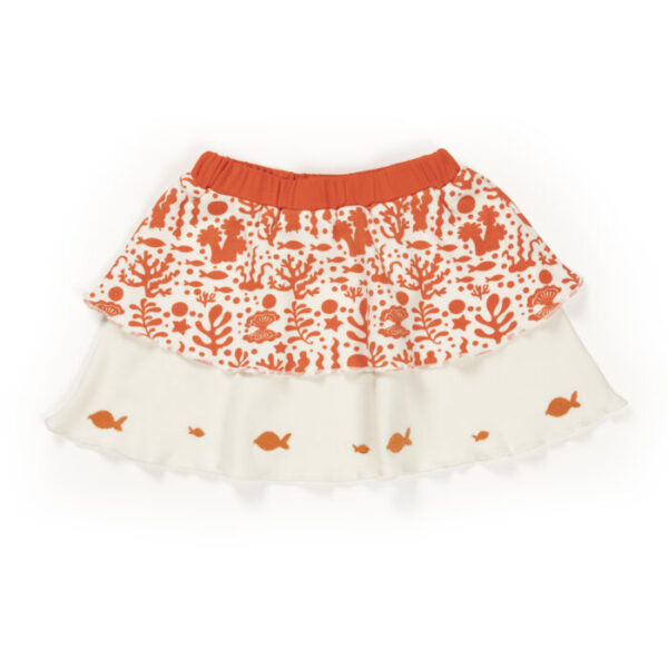 Baby Girls Embroidered Printed 100% Organic Cotton Top and Skirt Set - White and Red - Image 4