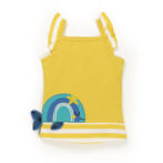 Baby Girls Printed 100% Organic Cotton Top and Shorts Set - Yellow and Blue - Image 2